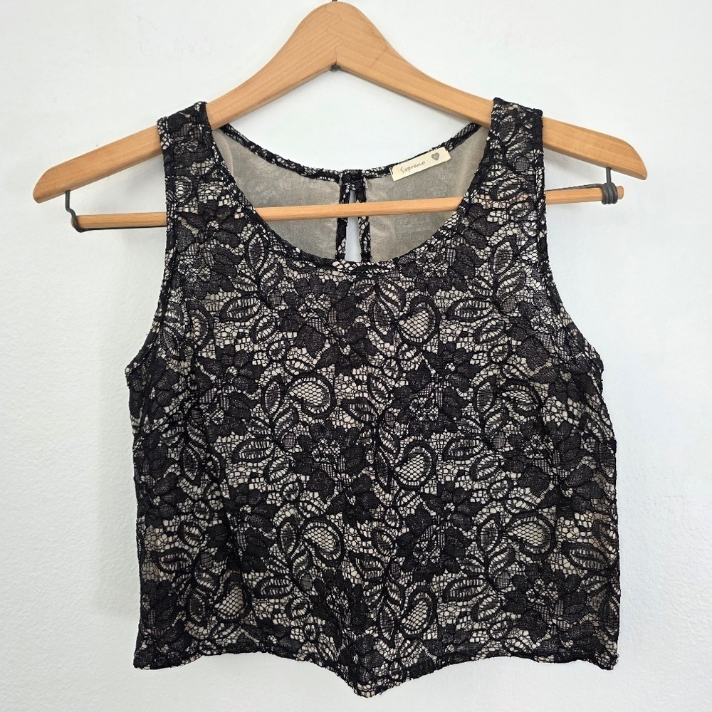 Black Lace Crop Tank Top